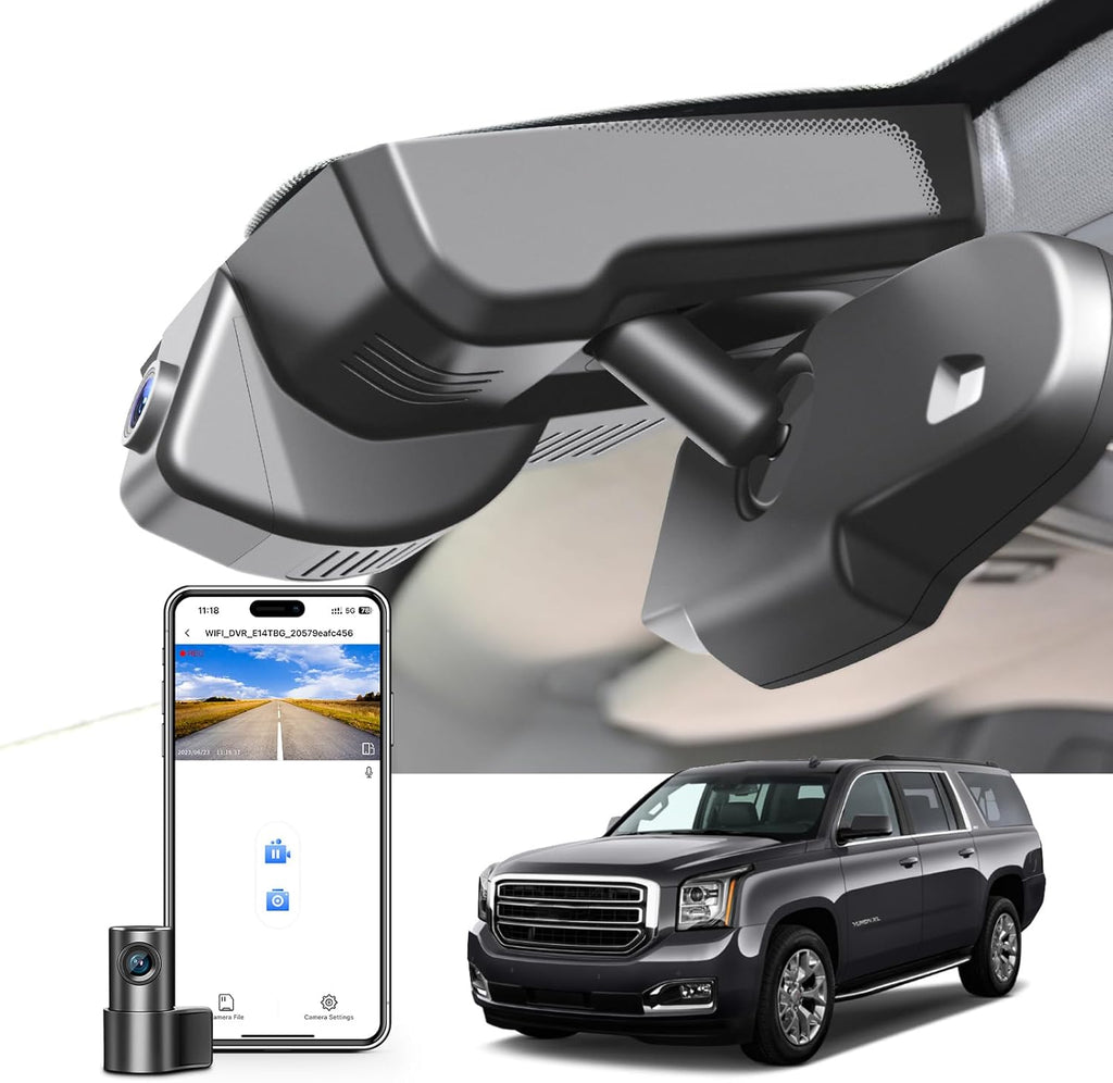 Front 4K & Rear 1080P Dash Cam Custom fit for GMC Yukon, Yukon XL 2015 2016 2017 2018 2019 2020(Model D), Model D & Model C Have Same Models Years but Vehicle Sensor Cover are Different
