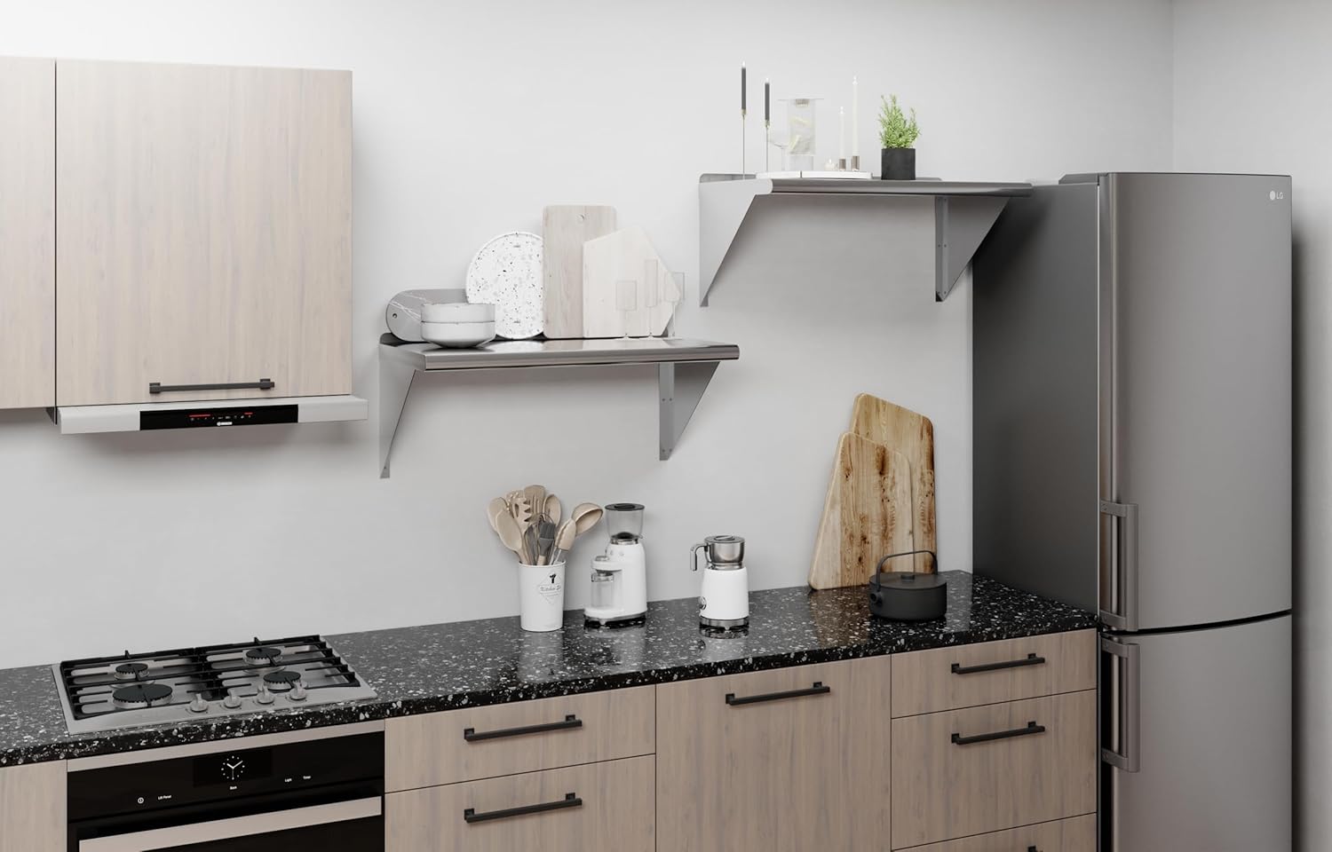 AmGood 30" Long X 16" Deep Stainless Steel Wall Shelf | NSF Certified | Appliance & Equipment Metal Shelving | Kitchen, Restaurant, Garage, Laundry, Utility Room
