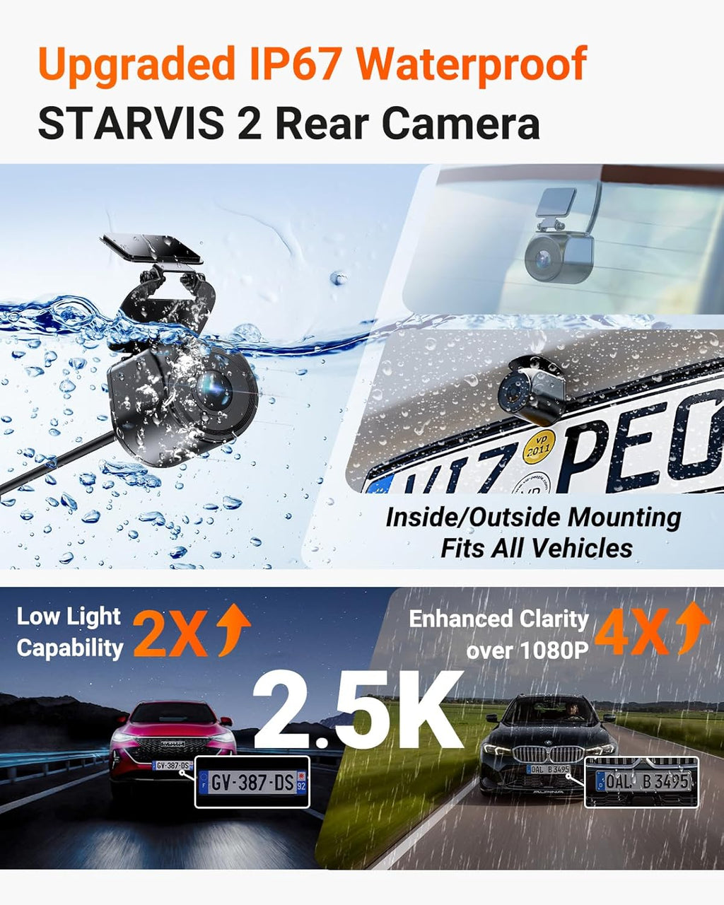 Vantrue N4 Pro S 4K 3 Channel Dash Cam w/Triple STARVIS 2, 4K+1080P+2.5K Front Inside Rear Dash Camera, HDR IR Night Vision, Voice Control, Parking Mode, GPS, Wi-Fi, Support 1TB