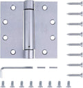 2 Pack - 4.5"x4" Brushed Satin Chrome Finish Self Closing Reversible Door Hinge - Heavy Duty Commercial Spring Door Hinge - UL Listed with Complete Installation Hardware