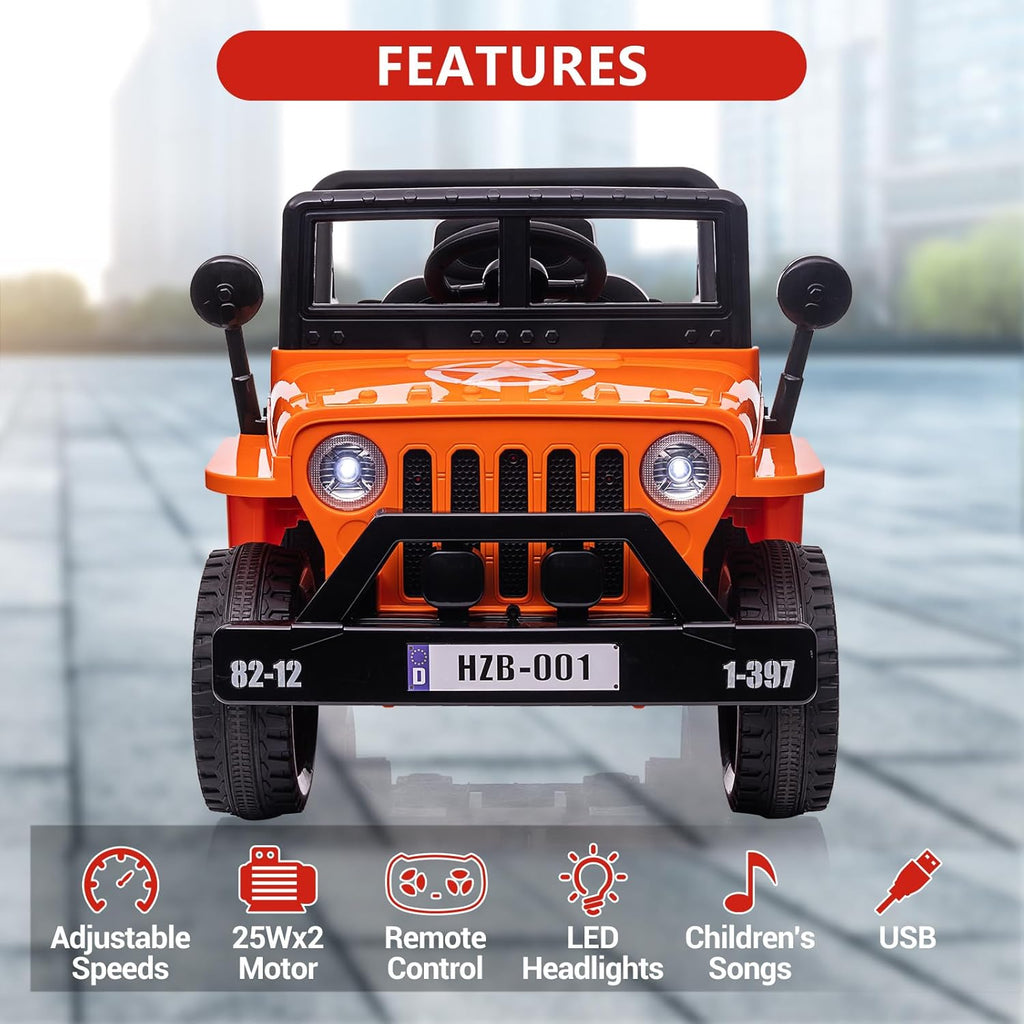 Ride On Car,12V Electric Car for Kids with Remote Control, MP3, LED Headlights, 2 Motors, Double Doors, Safety Belt, Ride On Toys for Boys Girls