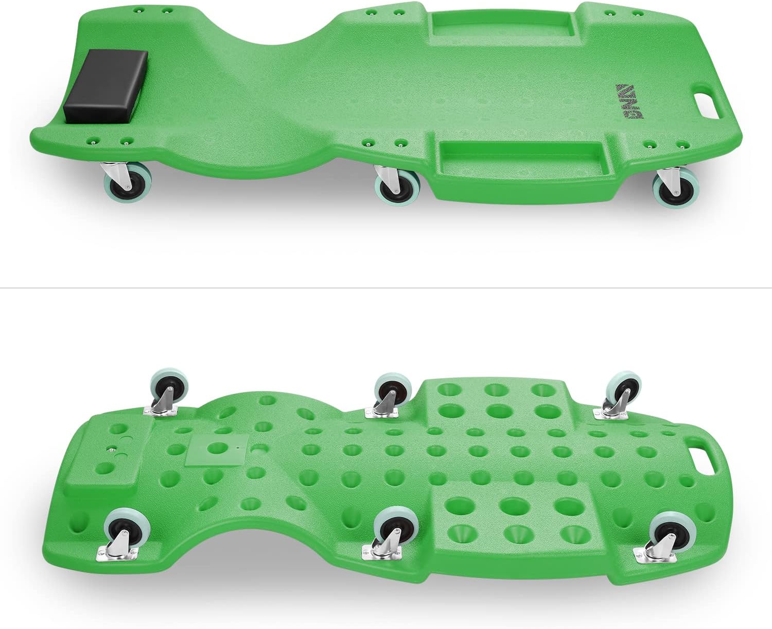 DNA MOTORING TOOLS-00240 48 Inches Heavy-Duty Low-Profile Roller Automotive Creeper with Padded Headrest, Green