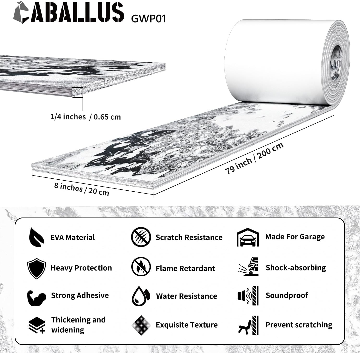 GWP01 Marble Grain Garage Wall Protector Car Door Protectors, Garage Accessories, Parking Stopper for Garage, Tool-Free, Designed in Germany