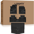 LASFIT Floor Mats and Trunk Mat for Ford Mustang Mach-E 2025 2024 2023 2022 2021 (Cargo Floor in Top Position) All Weather TPE Car Liners, 1st & 2nd Row & Cargo Liner, 4pcs Black