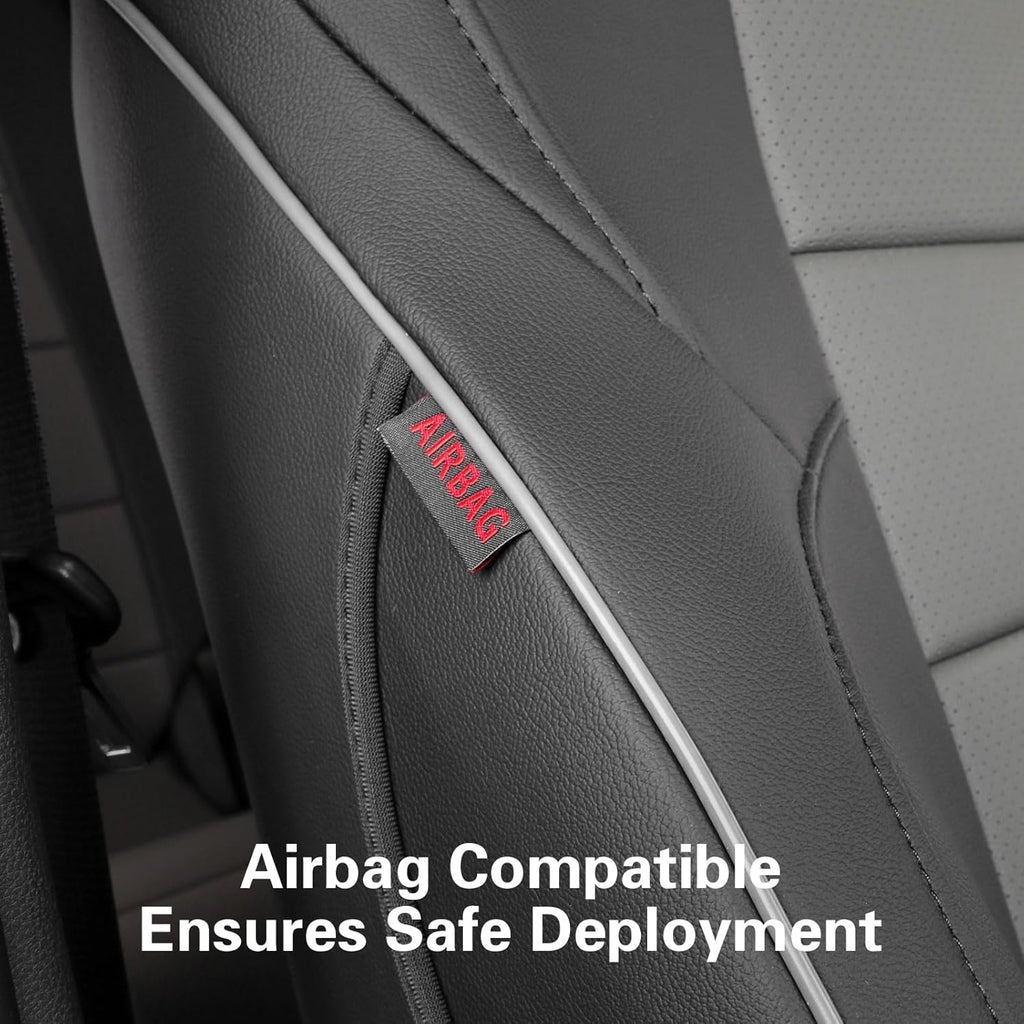 EKR Custom Fit Tacoma Car Seat Covers for Select Toyota Tacoma (Petrol) 2024 2025 Double cab SR,SR5,TRD Sport,TRD Off-Road,Limited -Full Set,Leather(Black/Gray)