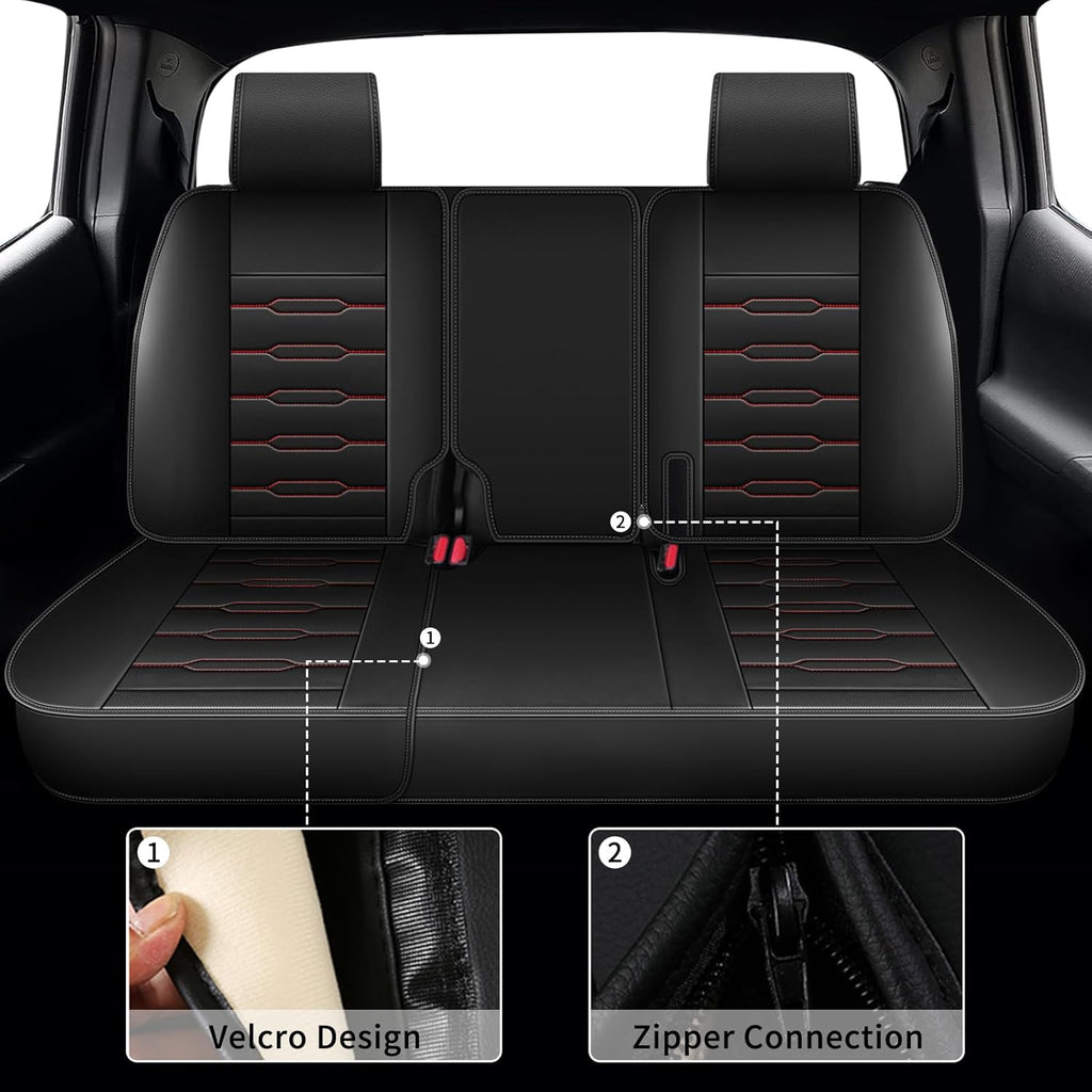 Seat Covers Fit for Honda Ridgeline 2006-2024 2025: Crew Cab 5 Seats Car Seat Covers Faux Leather Truck Pickup Seat Cushion Protector - Front Seats with Armrests(Full Set, Redline)