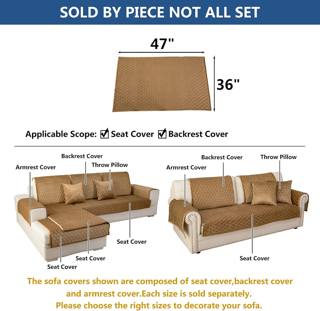 Eismodra Couch Cover,Sectional Couch Covers,Sofa Covers for 3 Cushion Couch,Anti-Slip Sofa Slipcovers for Dogs Cats Kids Loveseat Recliner L Shaped Armrest Backrest,Coffee 36''x47''(Only 1 Piece)