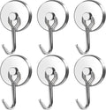 MIKEDE Magnetic Hooks, 110LB Heavy Duty Neodymium Magnet Hooks, Strong Swivel Magnetic Hooks Rust Proof for Indoor Outdoor Hangers, Fridge, Garage, Cruise, Key Holders, Pack of 6