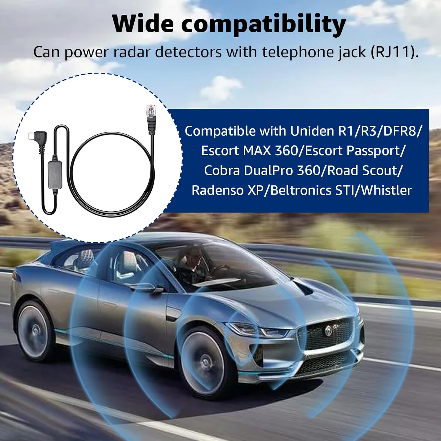 USB-C to RJ11 Plug Cable,Radar Detector Cable for Uniden R1 R3 R7 Escort MAX360 MAX 360c IX IXc Beltronics Cobra Passport 9500i Radenso XP etc(3.3FT)