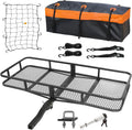 WEIZE Folding Hitch Mount Cargo Carrier Basket 60" x 20" x 6" with Waterproof Bag, Net, Strap, 2-Inch Folding Shank, 500 lbs Capacity Hitch Rack, Steel Construction