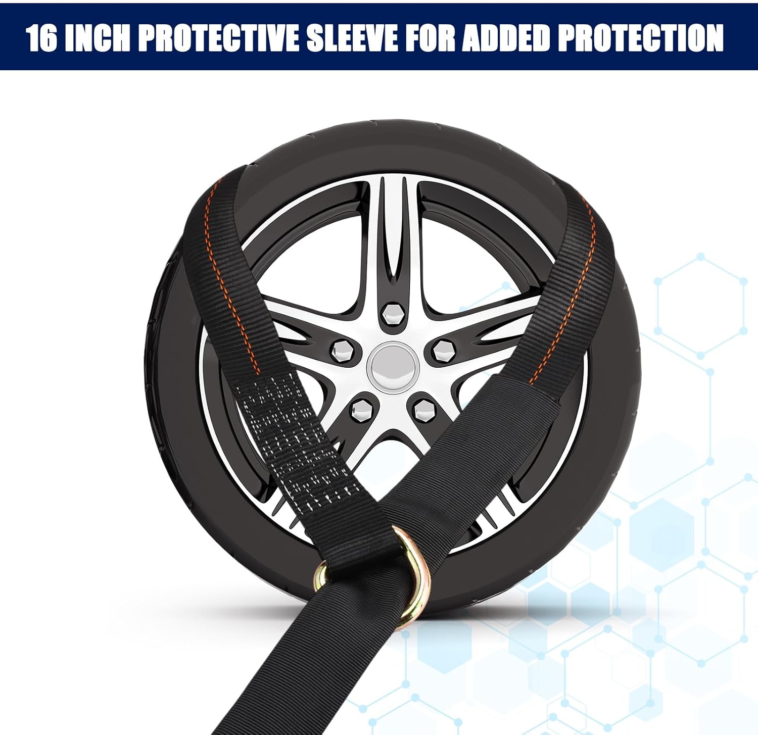 8Pack 2'' X 8ft Tow Truck Straps Lasso Wheel Lift Straps Lasso Tow Strap with D Ring 11, 000 Lbs Break Strength Auto Tie Down Auto Hauler for Trailer Truck Tie(Black)