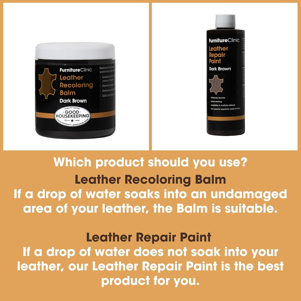 The Original Leather Recoloring Balm by Furniture Clinic - Dark Brown Leather Dye for Furniture, Couches & Car Seats - Restore Scratched, Faded, & Damaged Surfaces