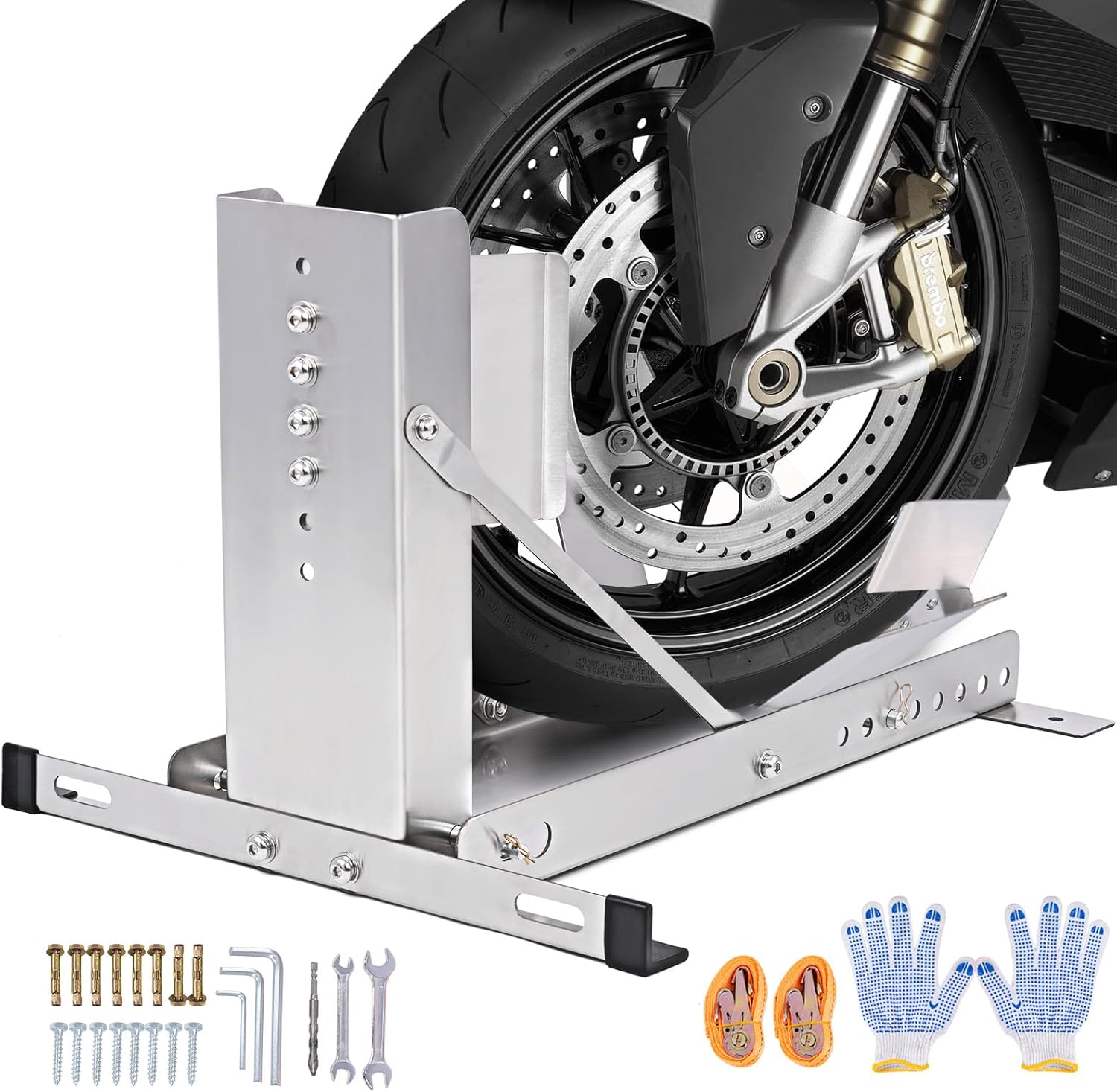 CXRCY Motorcycle Wheel Chock Stand,Anti-Rust Stainless Steel Motorcycle/Trailer Stop,3300LBS Load Capacity