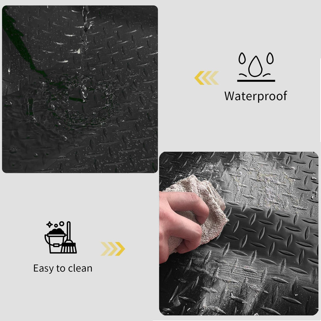 Premium Garage Floor Mat, Commercial Grade Heavy Duty Parking Mat for Garage Floor, Golf Cart Parking, Water/Stain Resistant Floor Runner (Black Diamond, 4 x 20 Feet)