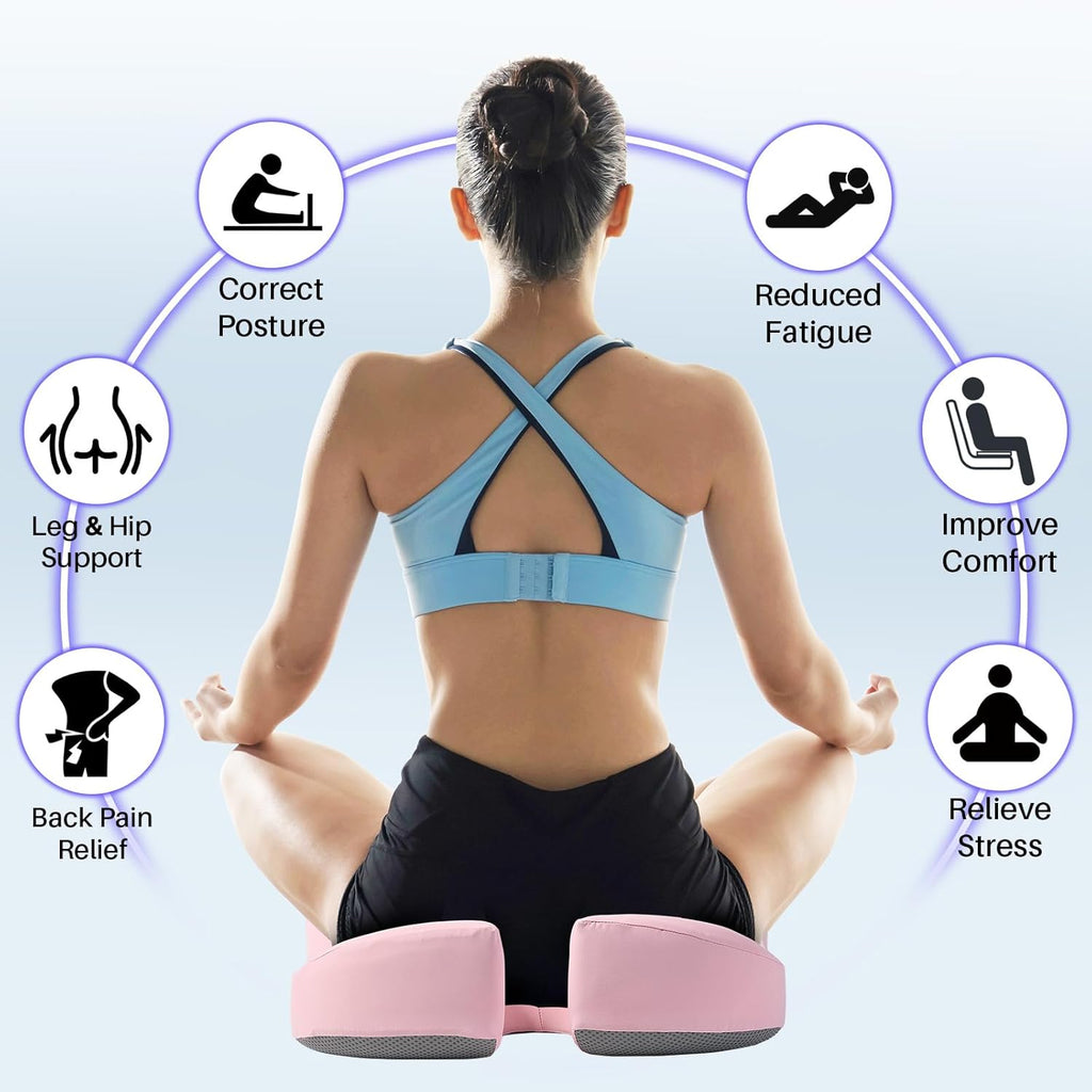 Seat Cushion for Office Chair, Large Thick Seat Cushion for Tailbone Pain Relief, Sciatica & Back Support, Memory Foam Office Chair Cushion for Long Sitting, Coccyx Cushion for Car, Wheelchair (Pink)