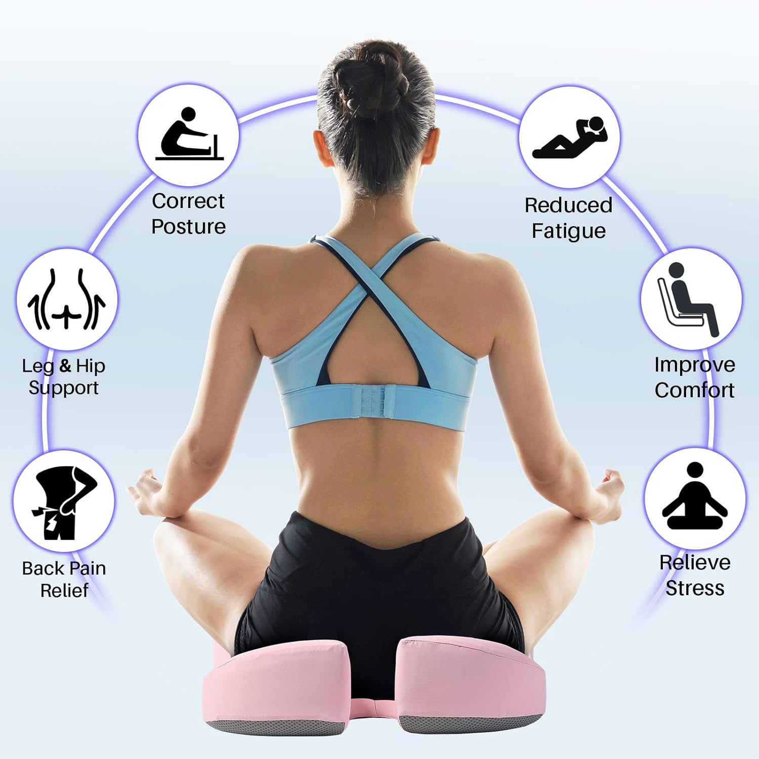Seat Cushion for Office Chair, Large Thick Seat Cushion for Tailbone Pain Relief, Sciatica & Back Support, Memory Foam Office Chair Cushion for Long Sitting, Coccyx Cushion for Car, Wheelchair (Pink)