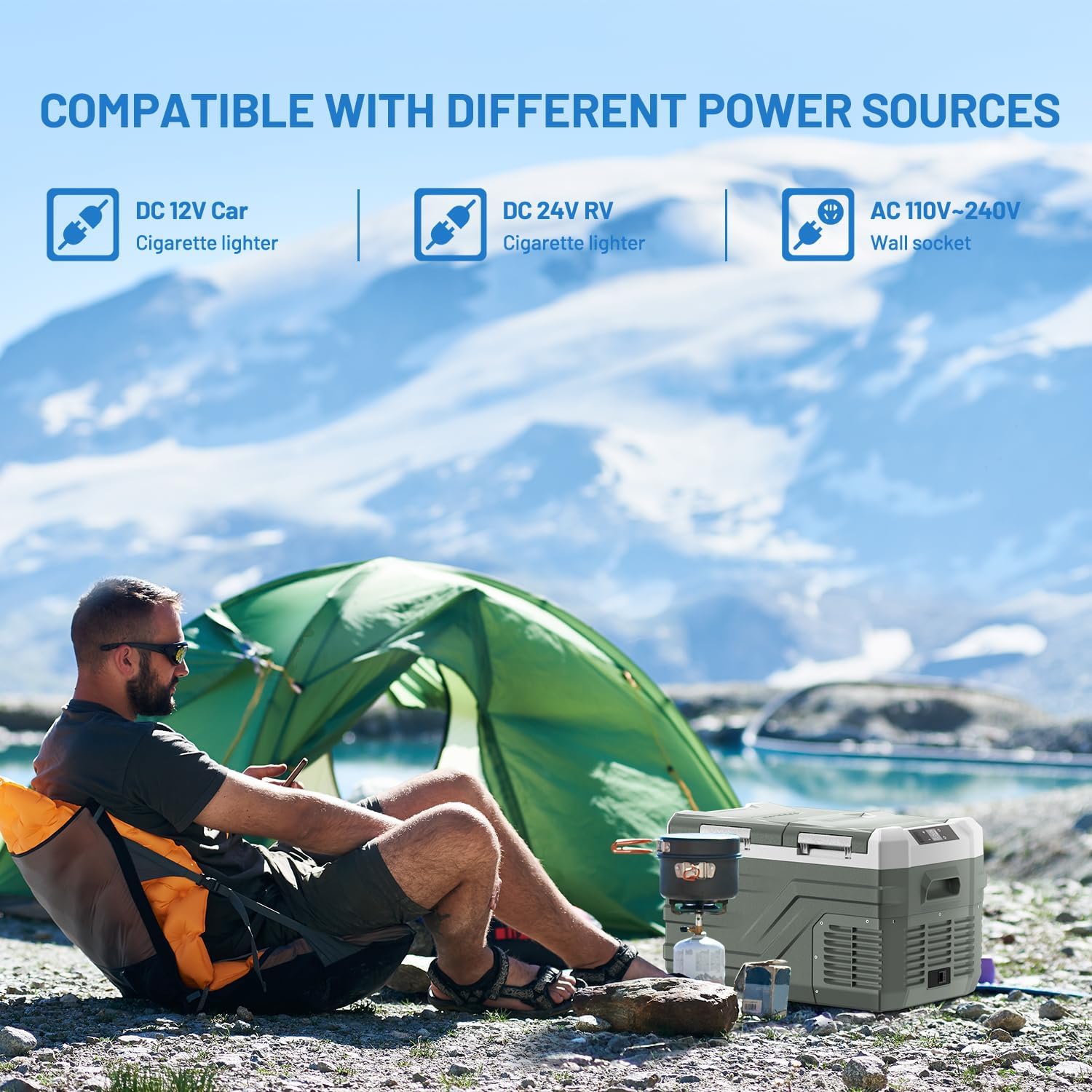 Alpicool 12 Volt Refrigerator Portable Refrigerator for Car 25 Quarts Car Fridge Portable 12V Dual Zone Fridge Freezer 12/24V 110~240 Volt AC for Truck RV Camper SUV Electric Cooler for Camping