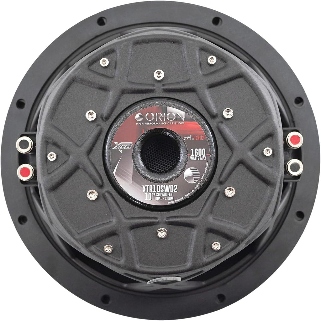 ORION XTR Series XTR10SWD2 Shallow Mount 10” Car Subwoofer, 1600W Max Power, 400W RMS, Dual 2 Ohm, UV Coated Cone, NBR Surround – Compact Slim Subwoofer for Clean Bass in Tight Car Audio Installs