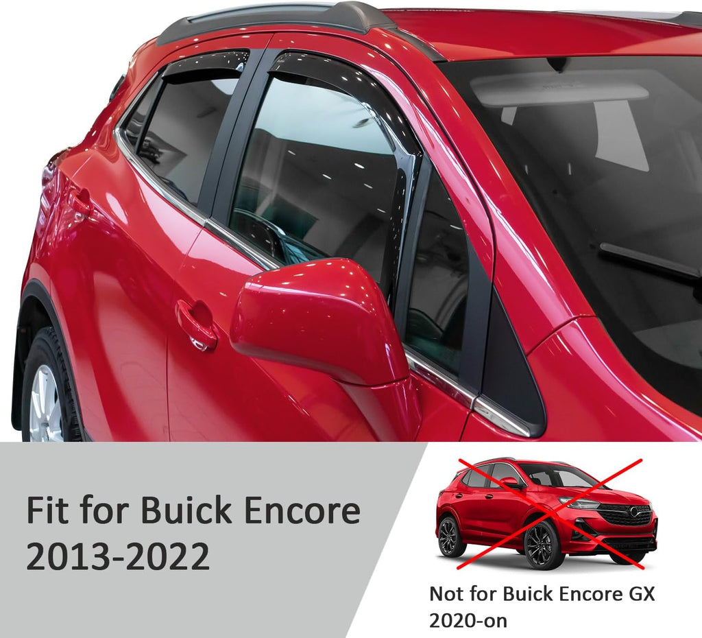 Voron Glass in-Channel Extra Durable Rain Guards for Buick Encore 2013-2022, Window Deflectors, Vent Window Visors, 4 Pieces - 200279