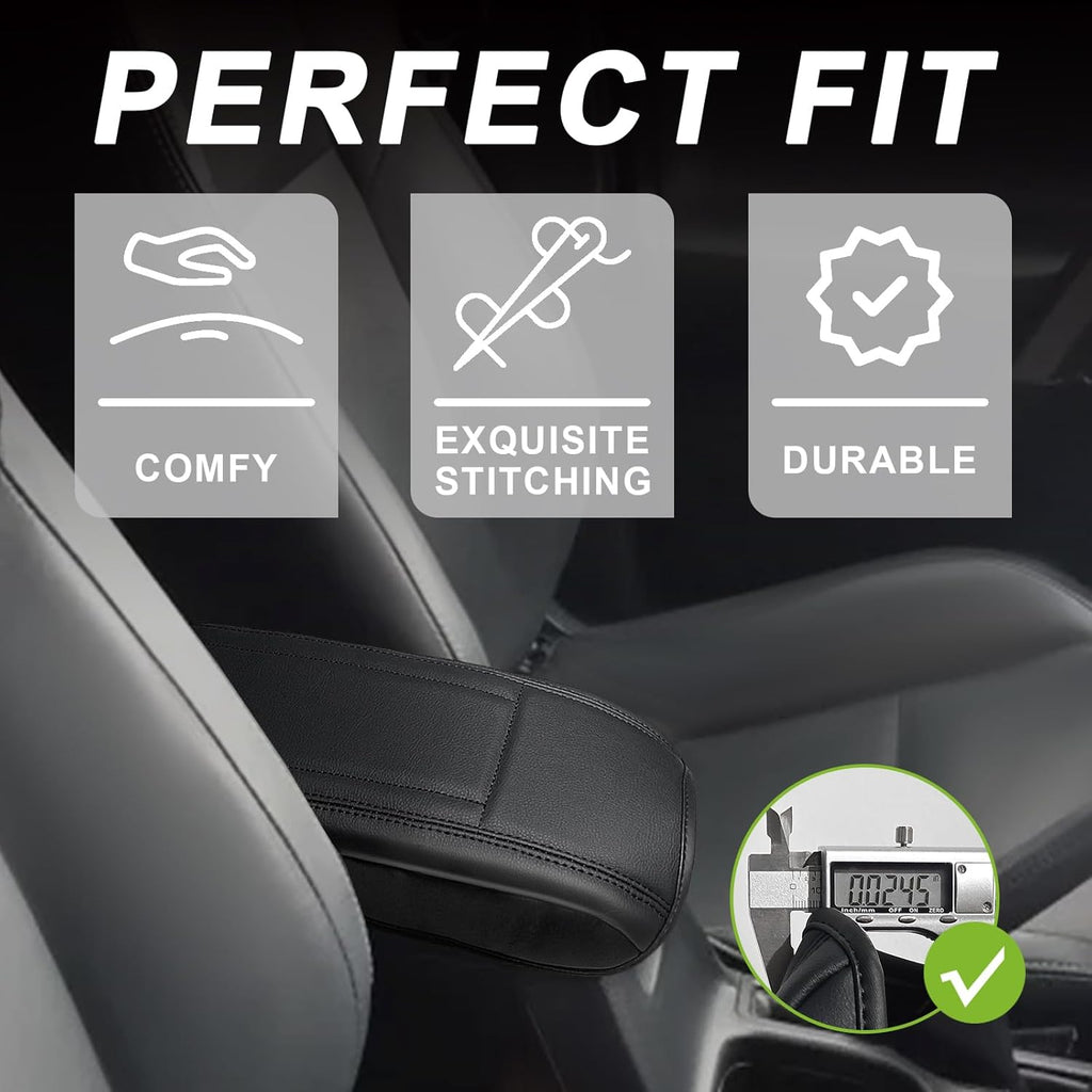 Muslogy Center Console Armrest Cover Compatible with Toyota RAV4 2013-2018 Comfort Armrest Pad Arm Rest Cushion Vegan Leather Protector Regular Thick