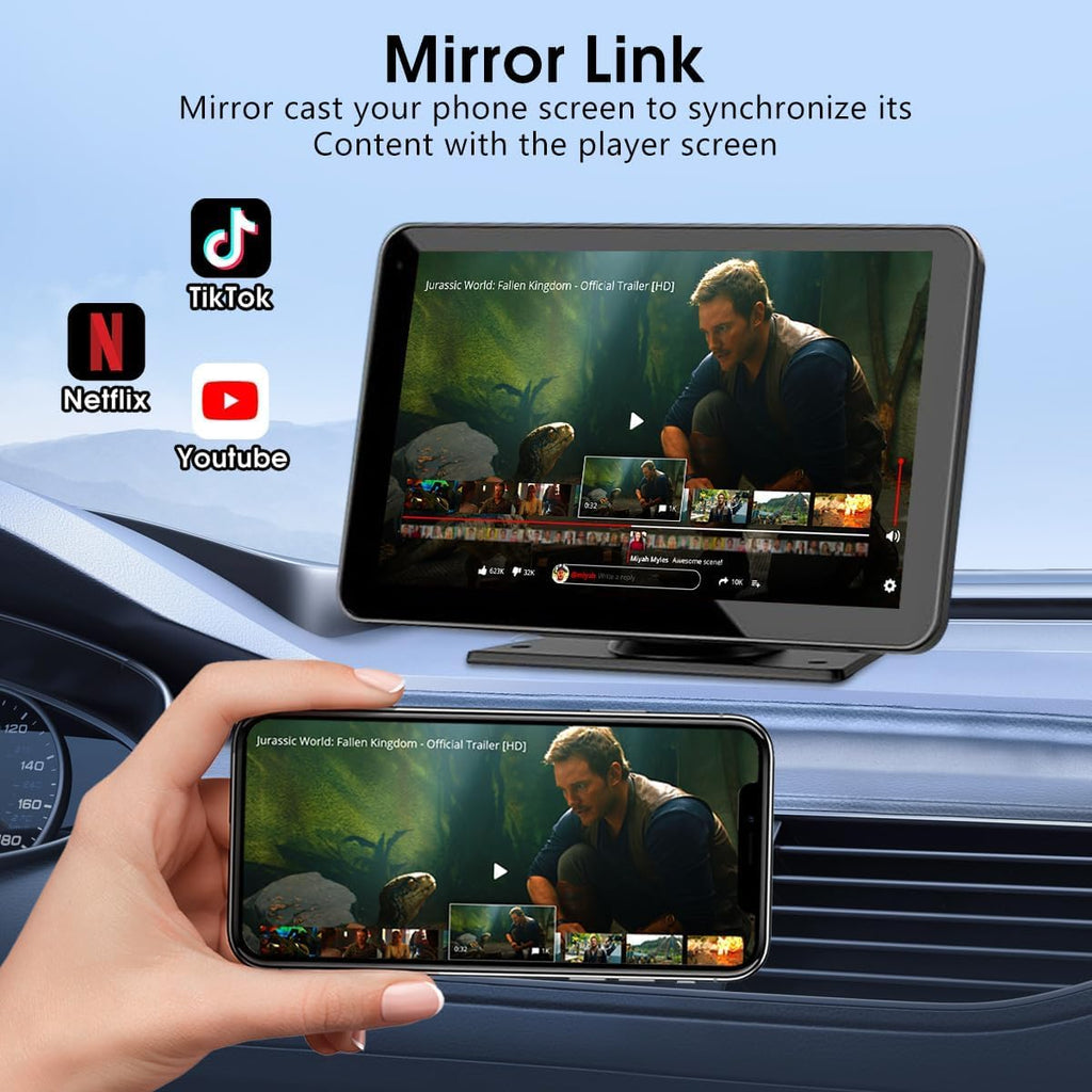 2025 Enhanced Carplay Screen for Car - 7" HD Portable Carplay & Android Auto with Bluetooth, HD Backup Camera, GPS Navigation, Siri, FM Radio, AUX, and Mirror Link – Compatible with All Vehicles