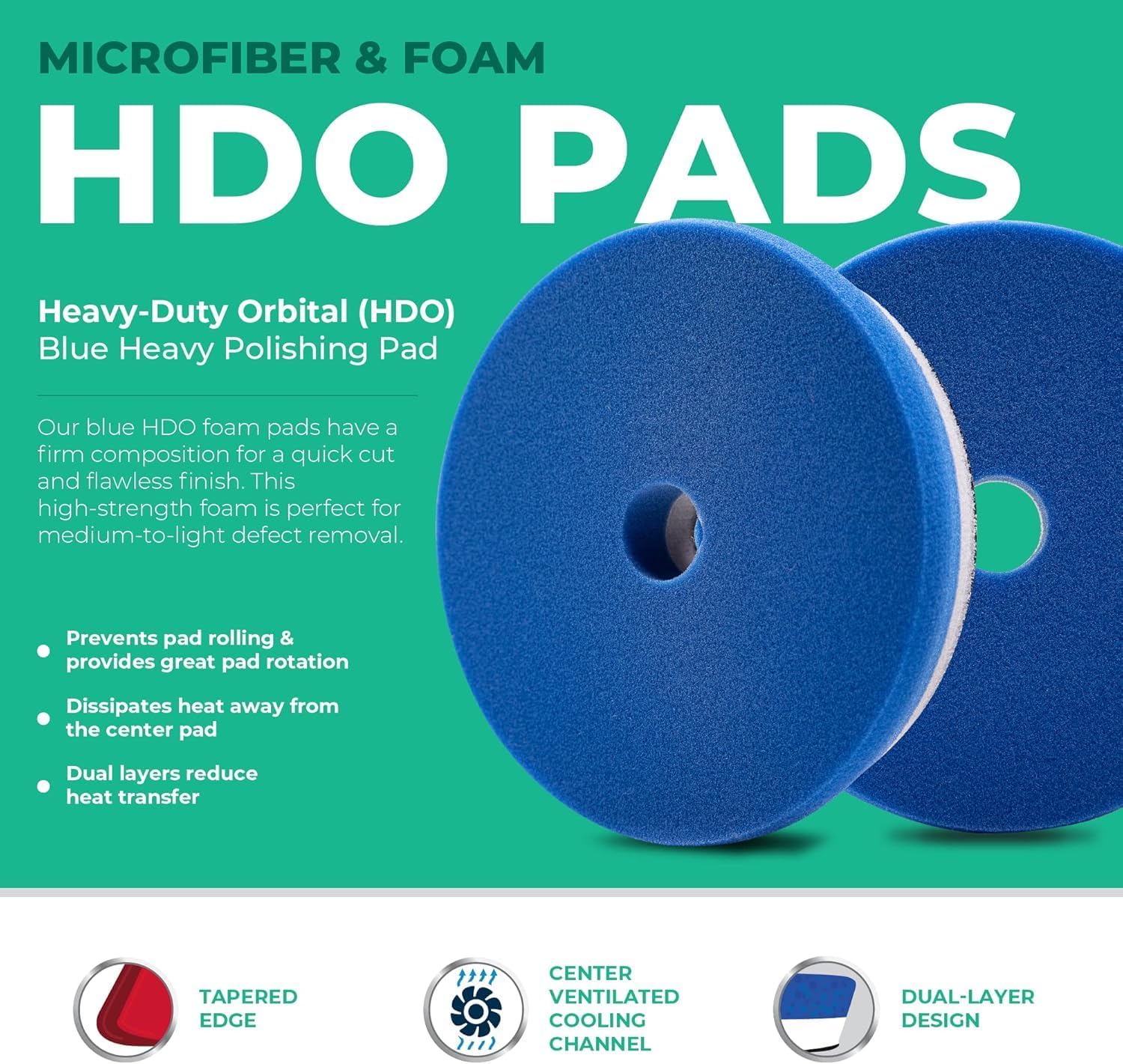 Lake Country 6.5" HDO Orange Foam Polishing Pad (1-Pack) – Premium Heavy Duty Orbital Polishing Pad for Painted Surfaces – Fits 6" Backing Plate