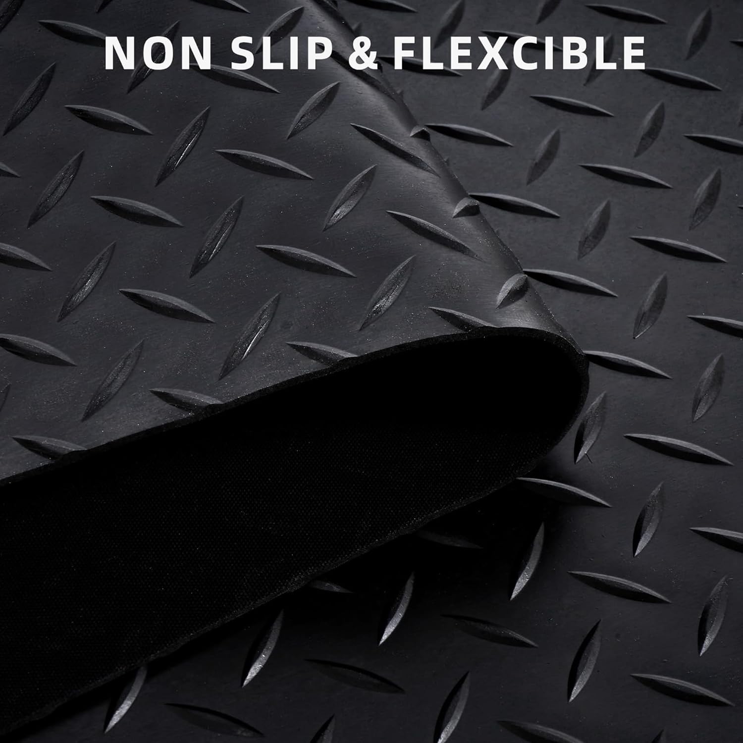Nisorpa 16'5'' x 3'4'' Diamond Plate Flooring Roll, Rubber Garage Floor Mat, Non-Slip Floor Protector Rolls for Garage Under Car Warehouse Industry
