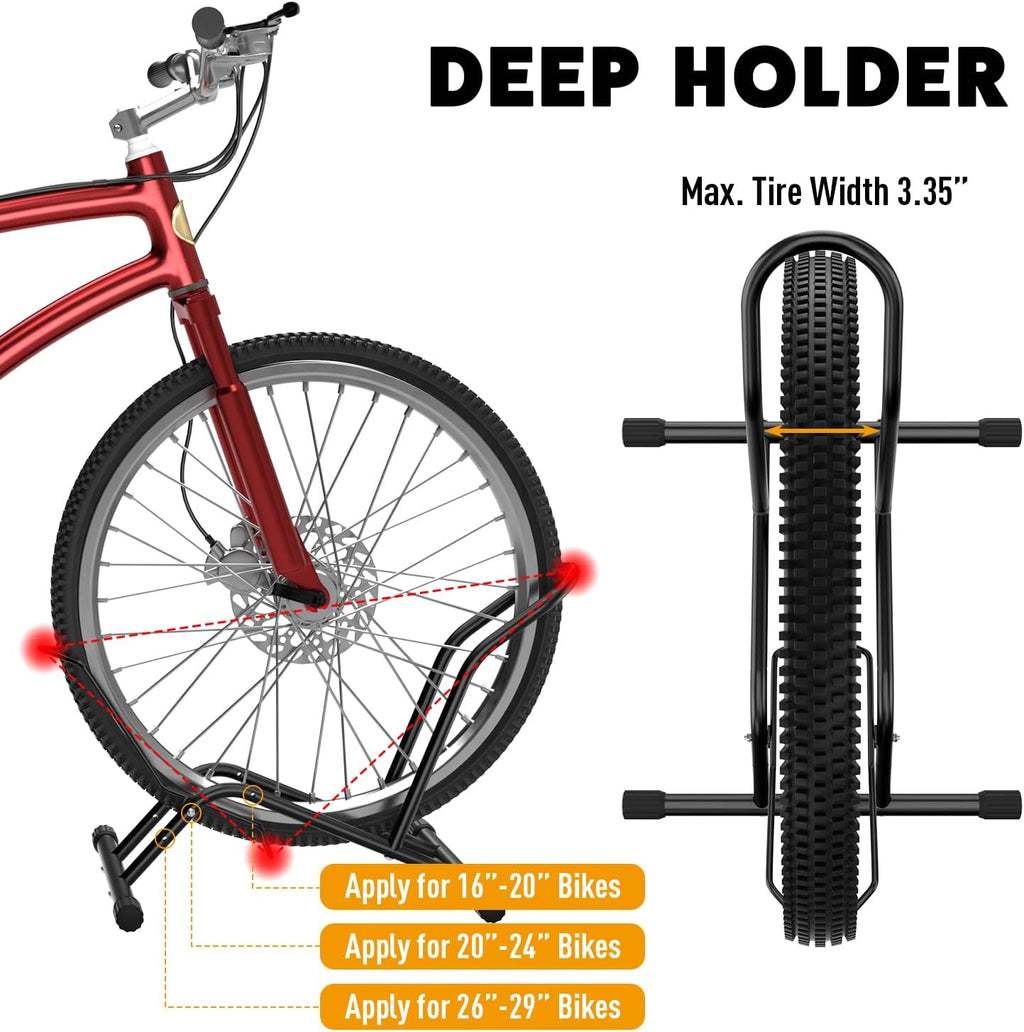 UNITEDPOWER Bike Floor Stand, Adjustable Freestanding Bicycle Storage Parking Rack for Indoor, Outdoor 16''-29" Wheel Stand