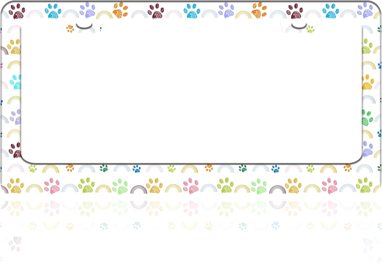 Colorful Cat and Dog Paw Prints License Plate Frame Stainless Steel License Plate Holder for Front or Rear Car Tags Funny for Car Decoration Accessories with Screws 6.3 X 12.2 in for Women Men