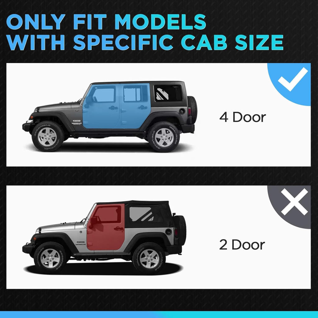 Running Boards Compatible with 2007-2018 Jeep Wrangle JK 4 Doors, Carbon Steel Coated Black Truck Side Steps Rails Nerf Bars