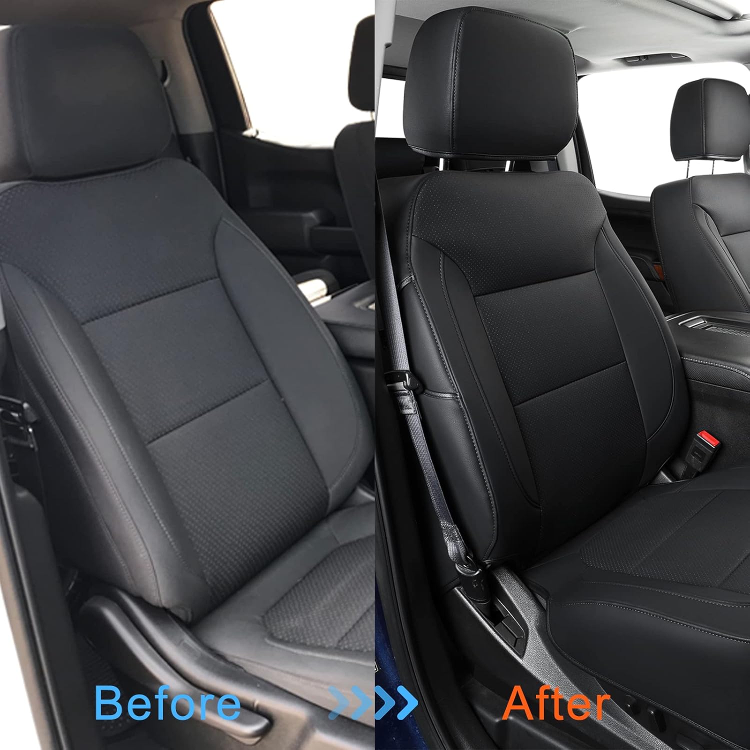 LUCKYMAN CLUB Custom Fit Seat Covers for 2019-2024 2025 Chevy Silverado Sierra 1500 Crew Cab, 2020-2024 2025 Silverado Sierra 2500 3500 Crew Cab (Black)