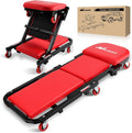 Nilight 40" Z Creeper - 2-in-1 Folding Rolling Mechanic Seat, 40 inches Adjustable Lay-Down or Sit Garage Chair, 330 lbs Capacity, Red Black