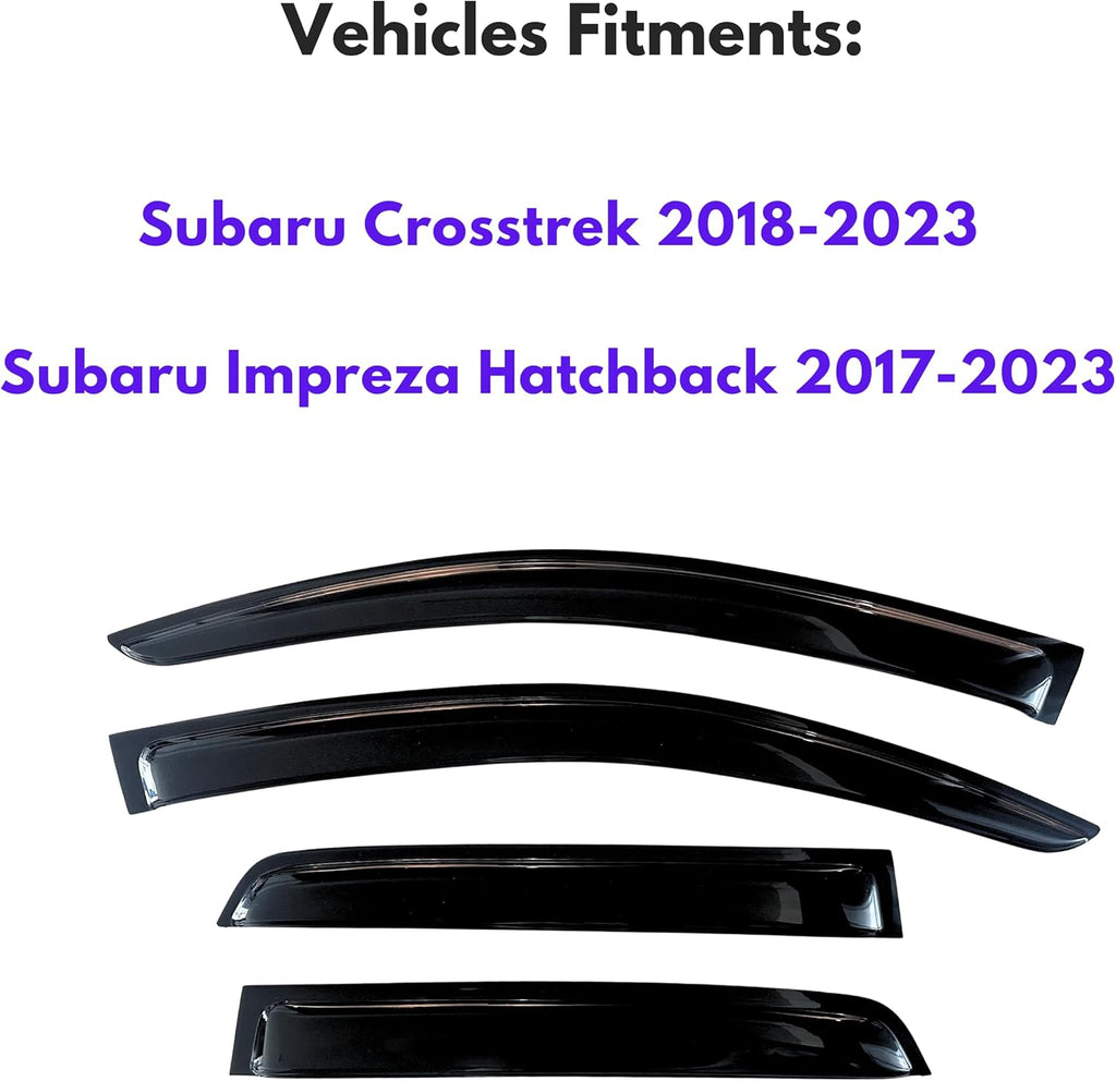 KPY Window Visor Compatible with Subaru Crosstrek 2018-2023 & Impreza Hatchback 2017-2023, 4PC Rain Guard Side Window Vent Deflectors Tape-On Style, 2017 2018 2019 2020 2021 2022 2023 2024