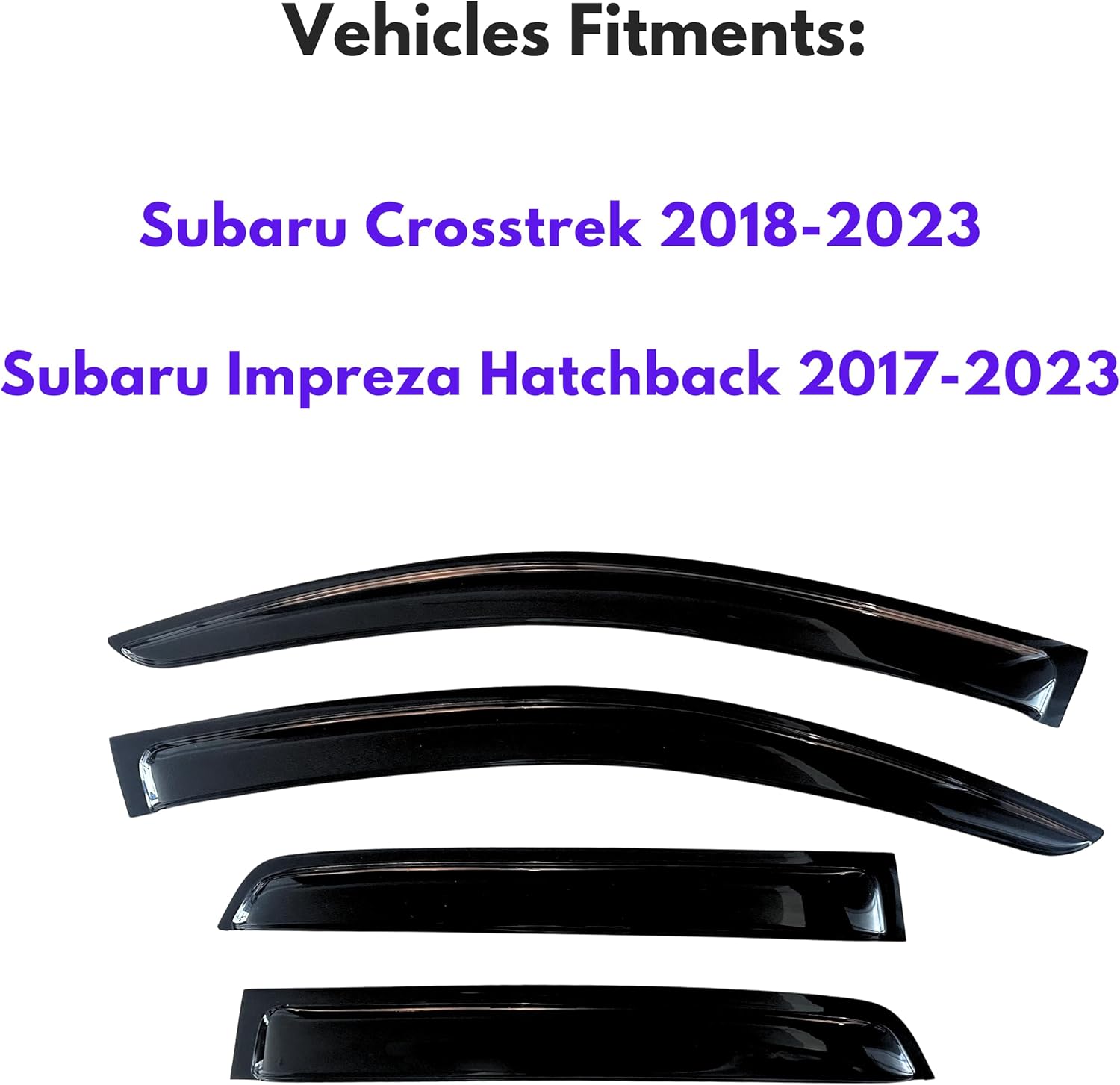 KPY Window Visor Compatible with Subaru Crosstrek 2018-2023 & Impreza Hatchback 2017-2023, 4PC Rain Guard Side Window Vent Deflectors Tape-On Style, 2017 2018 2019 2020 2021 2022 2023 2024