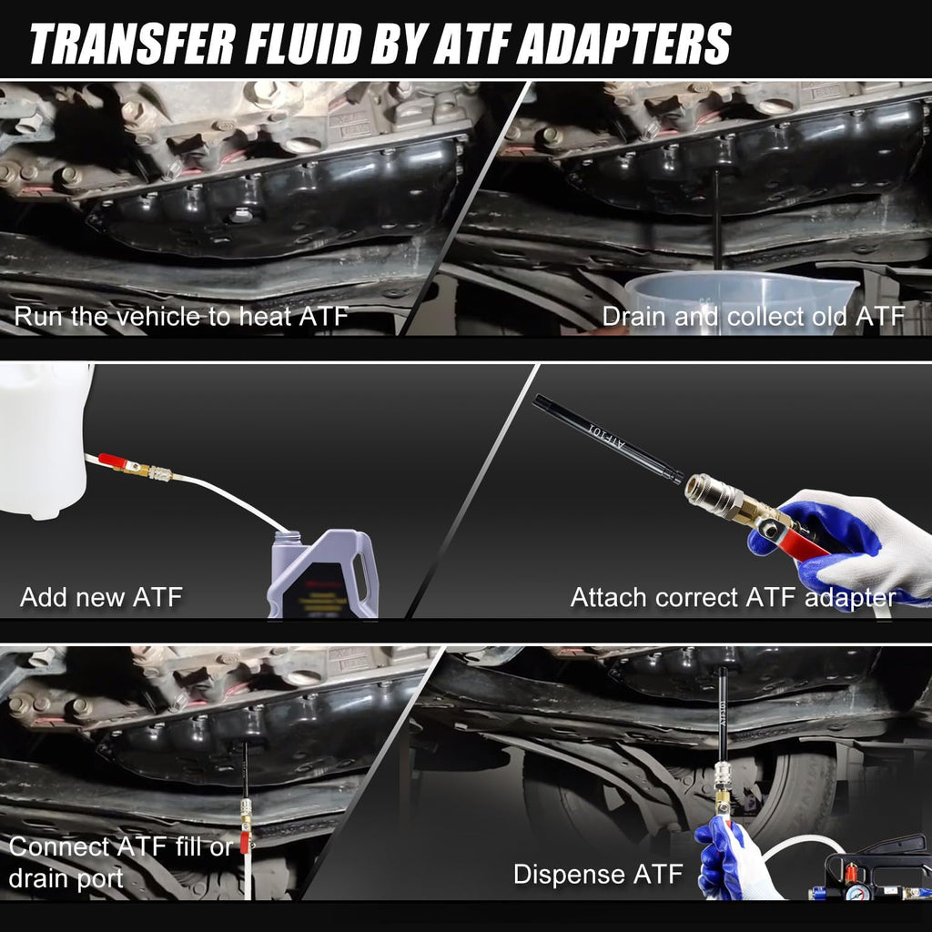 JIFETOR Transmission Fluid Pump Pneumatic Extractor and Dispenser Tool Kit, 10L ATF Fill and Evacuator Oil Can Set with 15PCS ATF Adapters 3PCS 1M Hose for Gear Oil Garage and Shop Fluid Transfer
