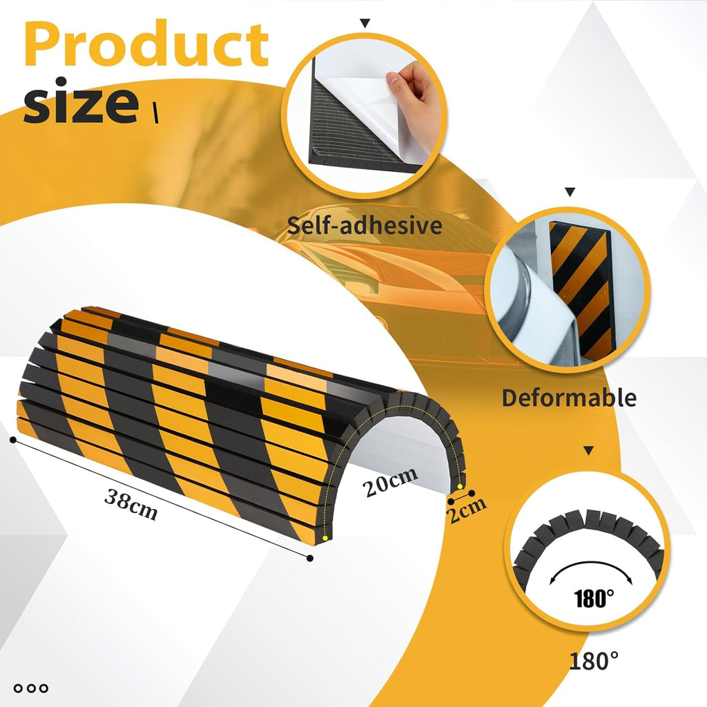 6 Pcs Garage Wall Protector Garage Pole Padding Wall Bumpers Guards Reflective Foam Stoppers for Your Vehicle Parking Corner for Parking Lot, Black Yellow