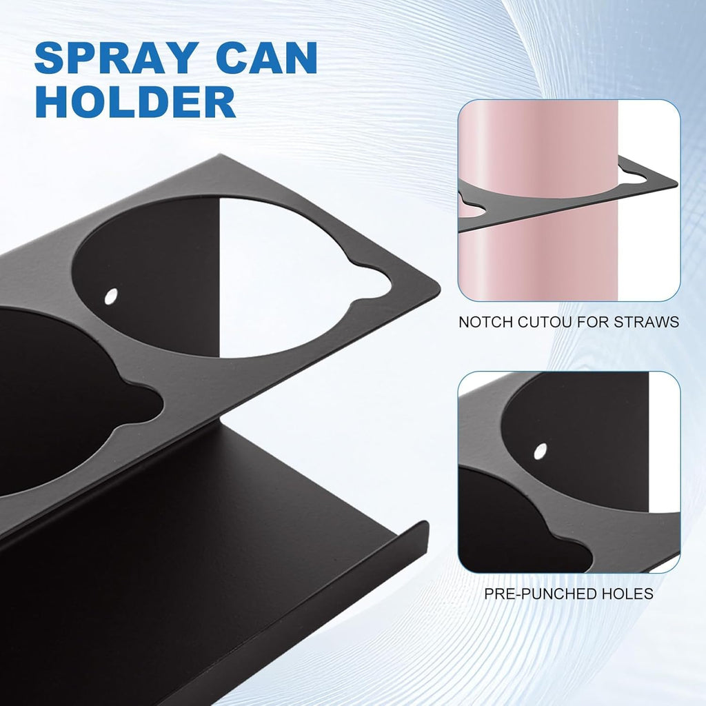 4 Pack Heavy-Duty Aerosol Spray Can Holder, 5 Can Spray Bottle Holder Steel Wall-Mounted Shelf for Garage, Craft Workspace and Home