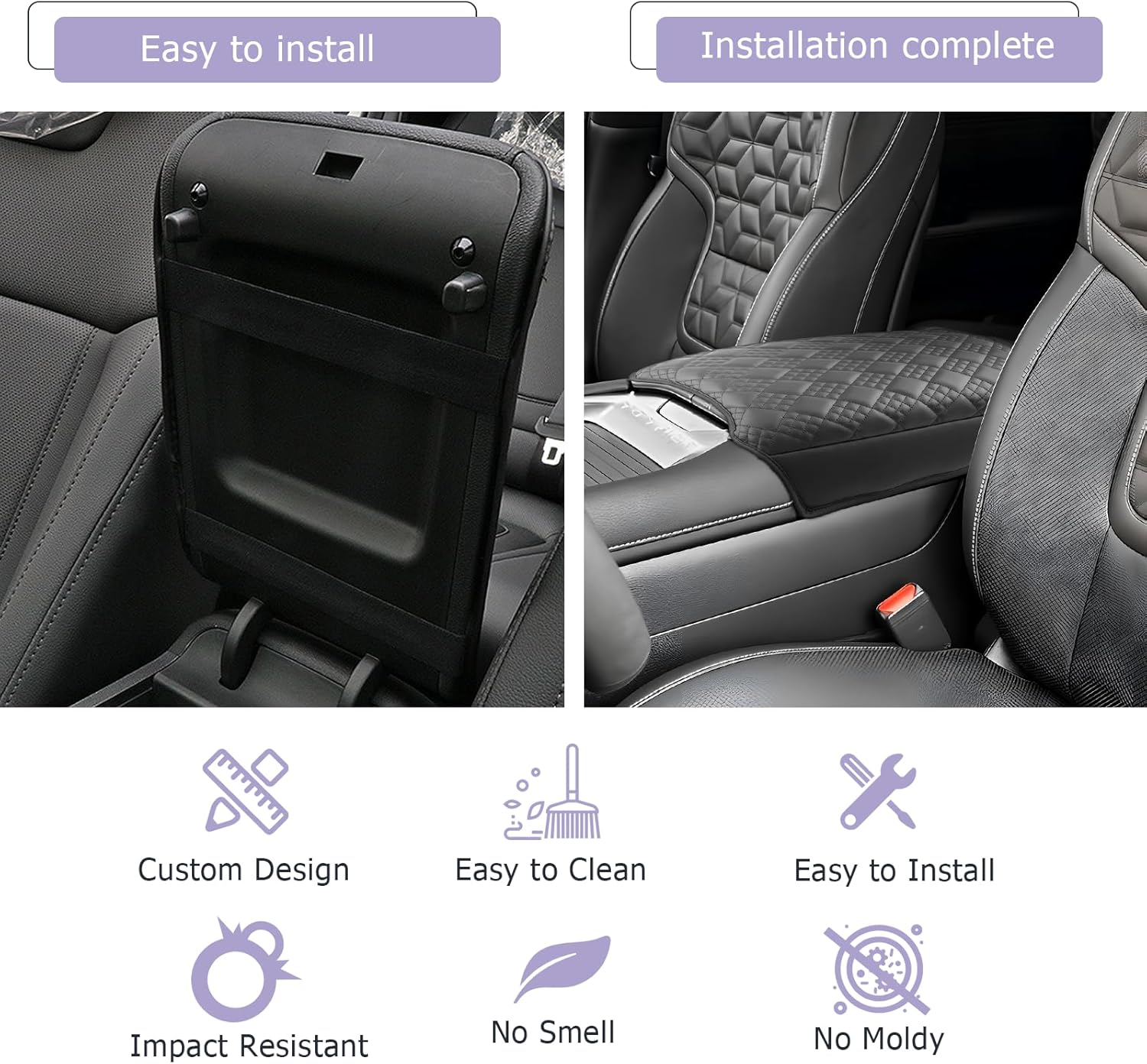 LUWU Center Console Cover Compatible with 2025 Nissan Armada Accessories 2025 Armada SV/SL/Platinum Armrest Cover Armrest Console Cover (Thick Black)