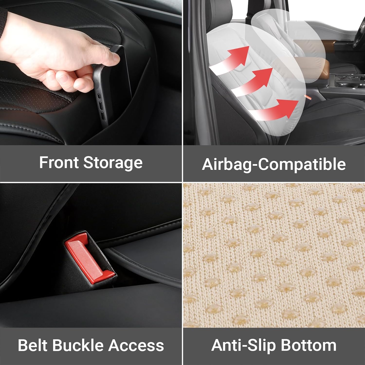 Coverland Custom Car Seat Covers Compatible with 2000-2006 Tundra Access Cab, Double Cab - Premium Leather Non-Slip Waterproof Custom Interior Protector Full Set-Black [See Size Chart-Size X145]