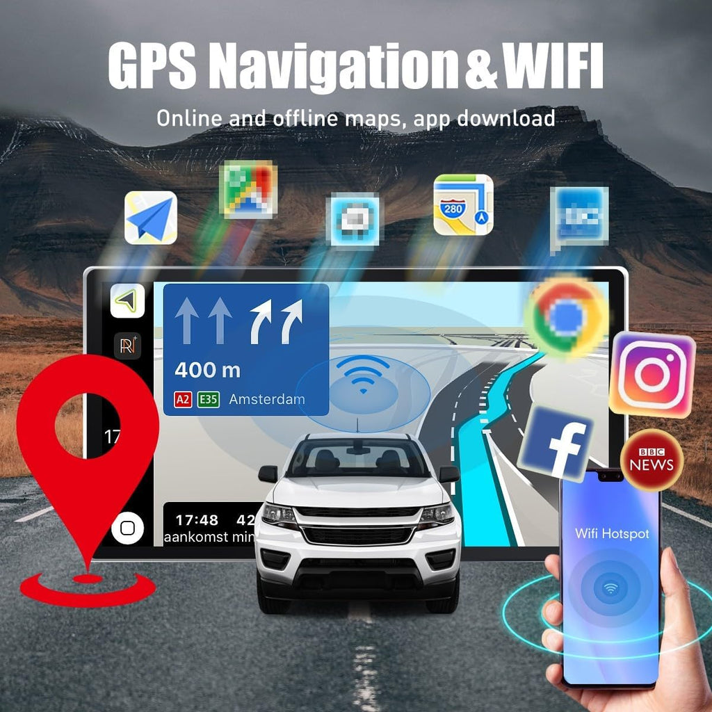 Kunfine Tesla Style Car CarPlay Android Auto Navigation Stereo GPS Radio Reverse Camera 9.7" IPS Touchscreen Headunit Tablet Media Player For Peugeot 301 13-22, if Applicable Octa Core 4G+64G Advanced