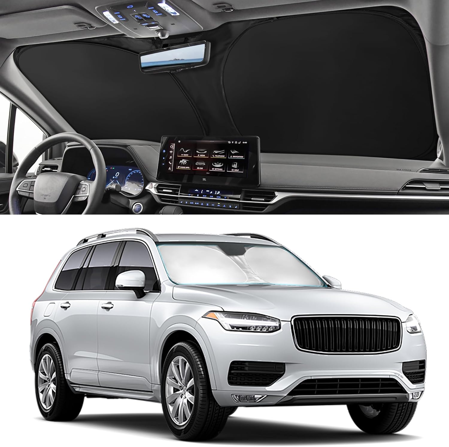 Car Windshield Sun Shade Sunshade Compatible with Genesis GV80 2025 2024-2021 Accessories, Foldable Car Front Window Sun Shield Visor