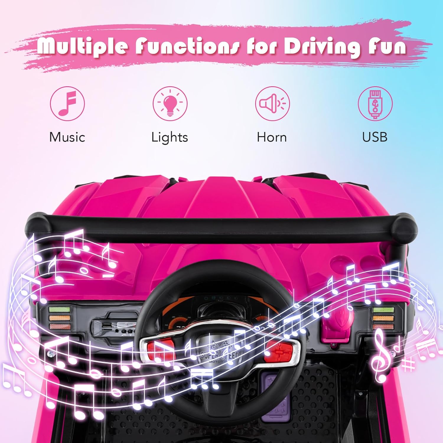OLAKIDS 12V Ride on Car UTV, Battery Powered Off-Road Kids Electric Vehicles with Remote Control, Music, Horn, MP3, Lights, 3 Speeds, Soft Start, Ride on Truck for Boys Girls (Pink)