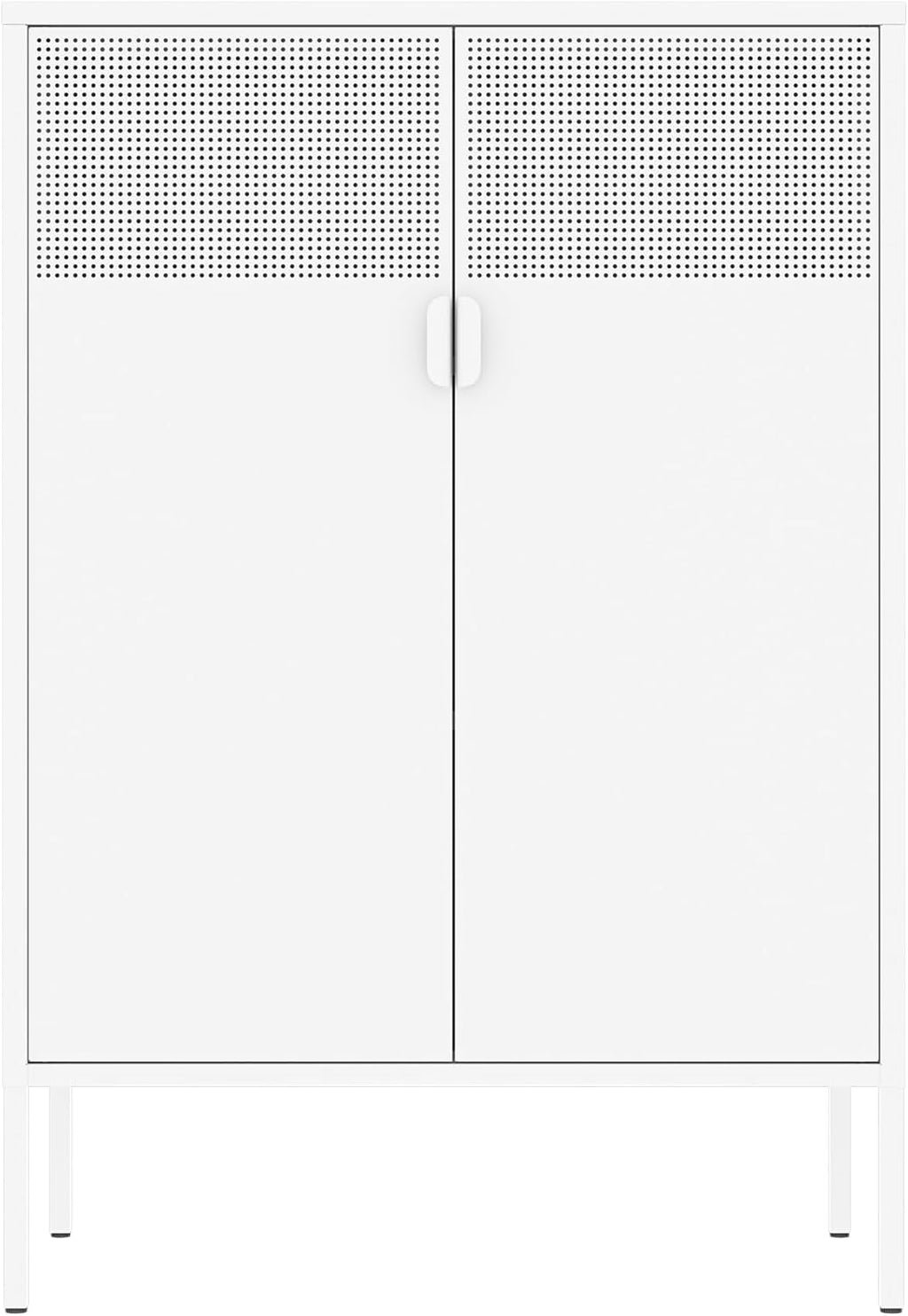 2 Mesh Door Metal Storage Cabinet with Adjustable Shelves, Multipurpose White Storage Cabinet, 3-Tier Office Cabinet,Metal Storage Cabinet for Office Home,Hallway (White, 47''H)