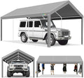 COBIZI Carport 10x20ft Heavy Duty Portable Garage, 2.0 Powder Coated Frame(Better Than Galvanized), Waterproof Shelter with Built-in Sandbags, for Car/Boat/SUV, Gray
