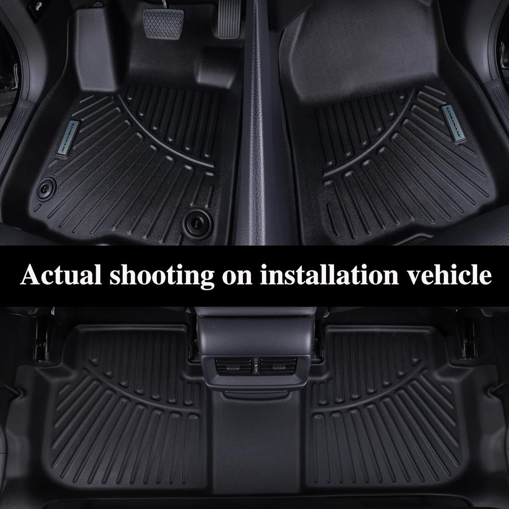 Floor Mats for Ford F-150 SuperCrew Cab 2010-2014, All-Weather Custom Fit, Front & 2nd Row, 3-Piece Set, Black