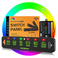 Auxbeam 6 Gang Slim Switch Panel RGB AS-R60 Toggle Momentary Pulsed Dimmable Backlight Multifunction Switch Panel with Memory Function for 12-24V Truck Offroad Car Marine Waterproof