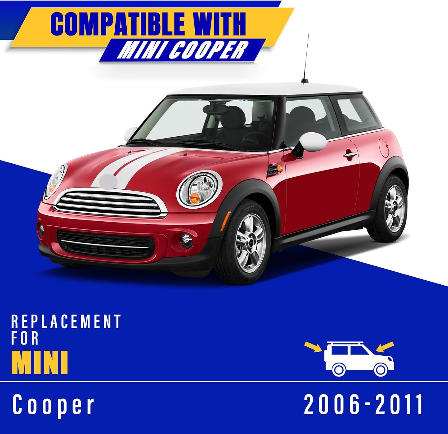 3 wipers Replacement for 2006-2011 Mini Cooper, Windshield Wiper Blades Original Equipment Replacement - 19"/18"/10" (Set of 3) U/J HOOK
