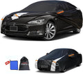 12-Layer Custom Fit Car Cover for Tesla Model S (2012-2025), Upgraded Waterproof All-Weather Full Exterior Cover with Door Zipper and Charging Port, for Snow Rain Dust and Sun UV Protection-Black.
