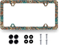 Vintage Mandala Flowers License Plate Frame Boho Floral License Plate Holder Funny License Plate for Car Decoration Stainless Steel Colorful Car Accessory with Screws Men Women 12.3" x 6.3"