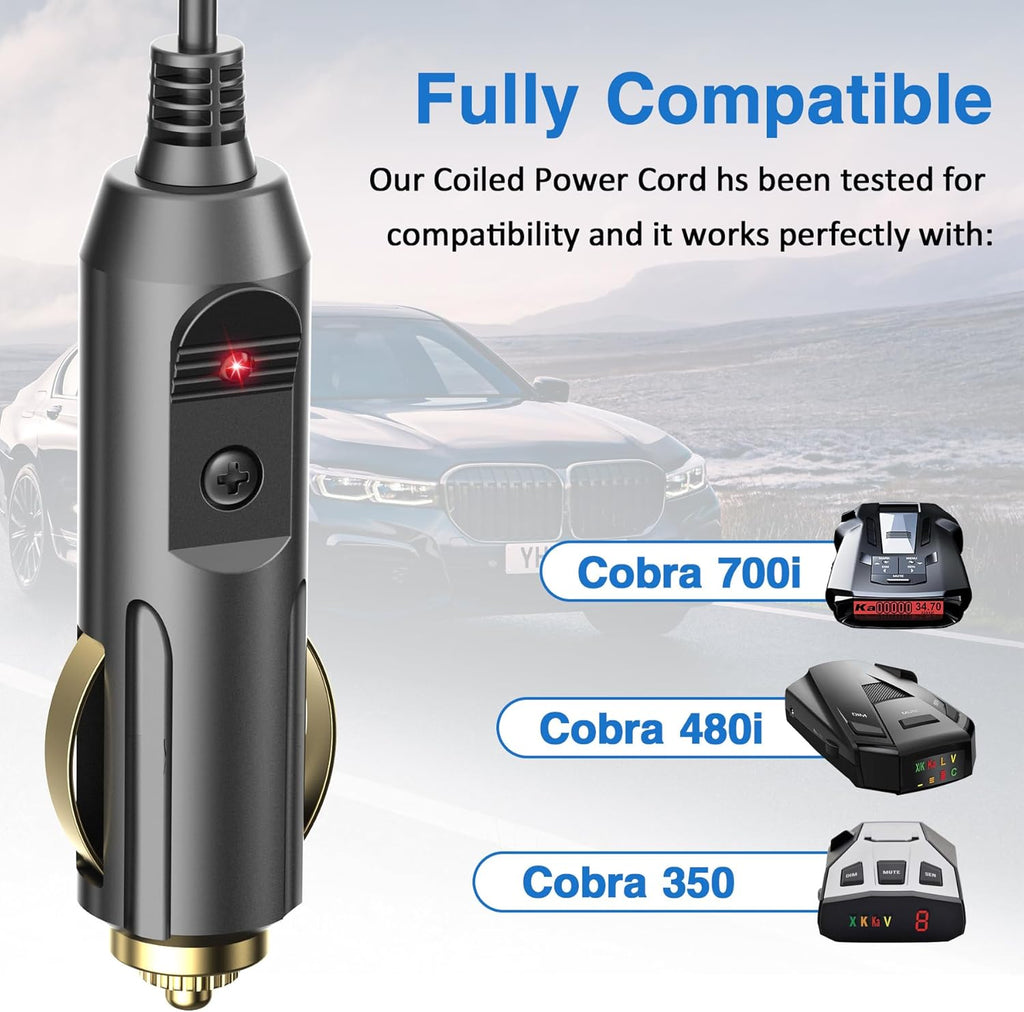 Radar Detector Power Cord Compatible with Cobr RAD 350 380 450 480i 700i XRS9370 XRS955 XRS5300 XRS7700 Radar Laser Detector, Radar Detector Power Cable with DC3.5 Interface 6.5ft